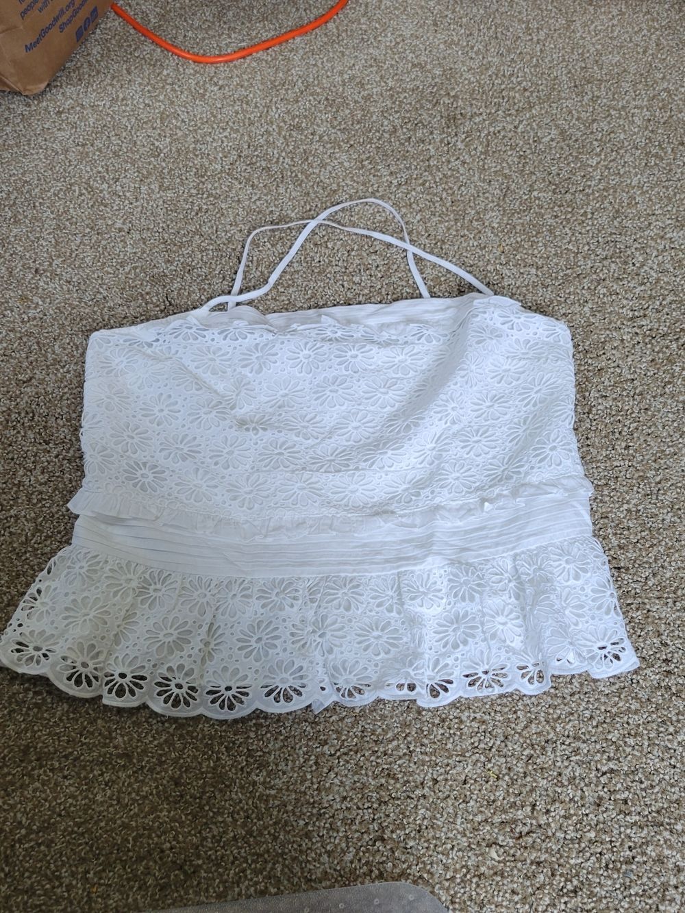 J.Crew Cross back Smocked Waist Eyelet Crop top Plus size